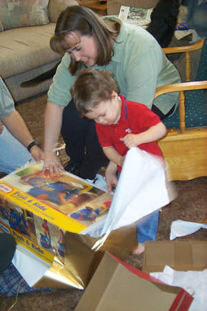 Hayden opening his new truck
