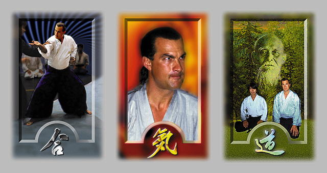 A mosaic of Steven Seagal in various Aikido poses
