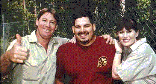 Joseph Torres with Steve and Terri Irwin.