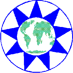 World in 9 pointed star logo
