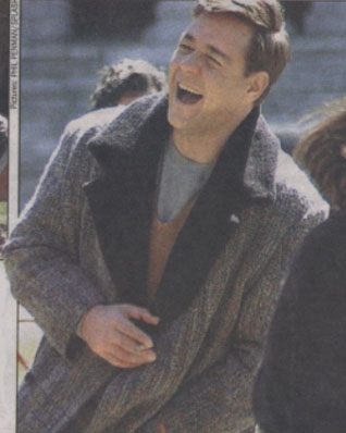 Laughing his arse off on the set of A Beautiful Mind