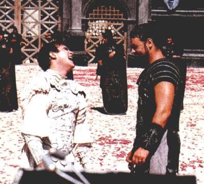 Making Joaquin laugh, on the set of Gladiator