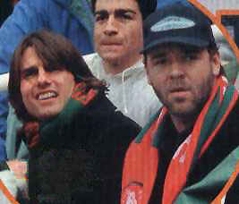 Russell with Tom Cruise at a South Sydney Rabbitohs game
