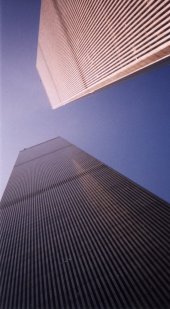 Looking up at the twin towers