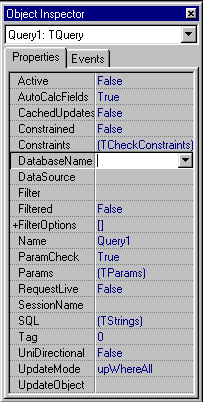 Object Ispector e as propriedades de Query1