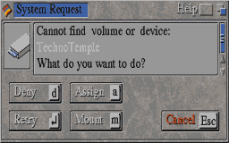 Figure 5:Volume not found Requester