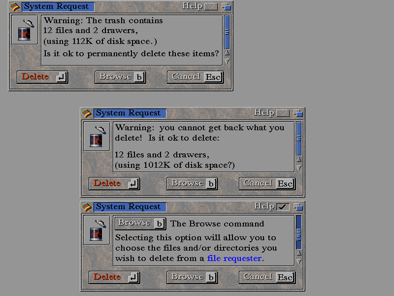 Figure 6:Delete/Empty Trash Requesters