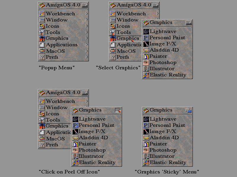 Figure 8:Peel off menus
