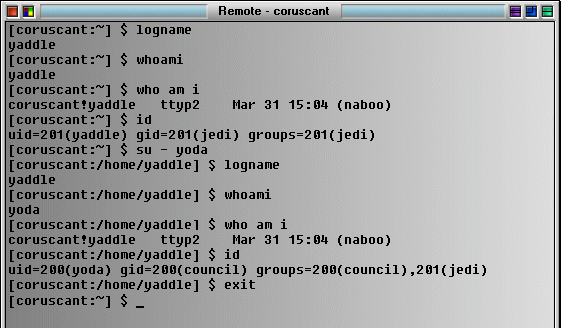 logname, who y id ...