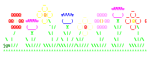 banner of ASCII flowers...