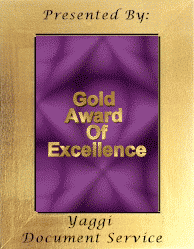 Yaggi's Gold Award of Excellence