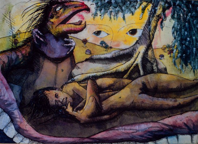 1982 ink and watercolour on paper