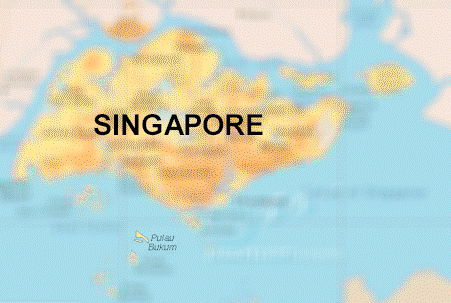 Singapore Map - Note small island next to Pulau Bukum (south of main island)