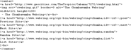 Chumbawamba Webring HTML Code Fragment