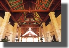 Interior view of painted ceiling mural