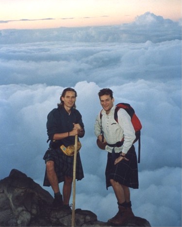 On the crater's edge of Gunung Agung at daybreak (3,142 metres)
