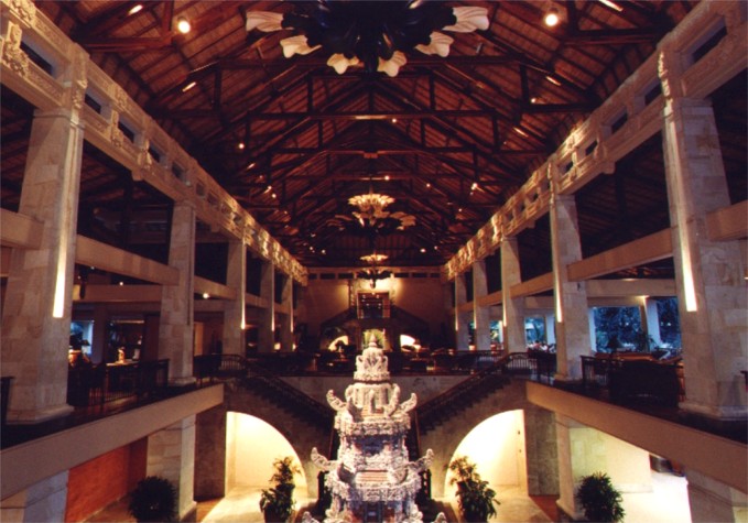 View of new main lobby interior at Nusa Dua Beach Hotel Upgrade, Bali