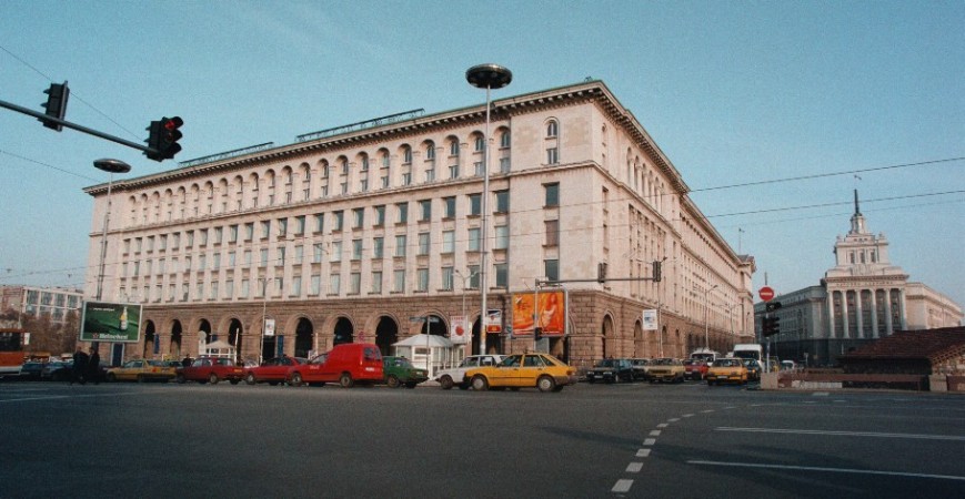 View of the exterior of the Tzum Building located in dowtown Sofia, Bulgaria