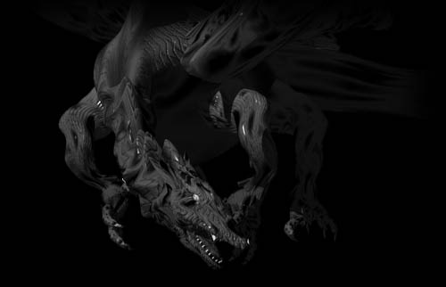 3D Computer Art: Cool Grey Dragon.