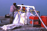 Filling supersack with cysts.
