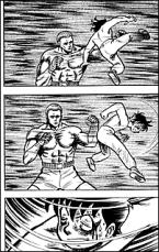 Flying kick showed by Chinmi after hit rope of the boxing ring