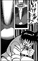 Chinmi gave much power to his punch in order to break the egg inside the hot oil.