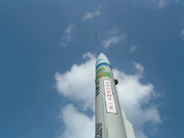 Ascent 2 photographed on the launch pad during pre-flight checks and only minutes before launch