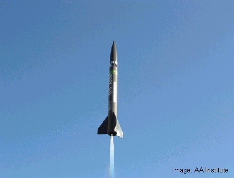 An artist's concept of a de-militarised US Army micro-missile launched by the AA Institute towards the 'high frontier' [Image: AAI]
