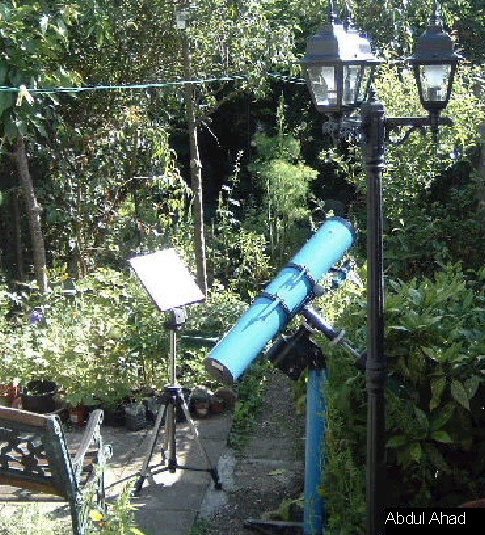 The telescope and projection screen setup to observe transit of Venus [Abdul Ahad]