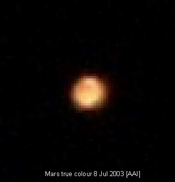 Mars at 49 million miles on 8 July 2003