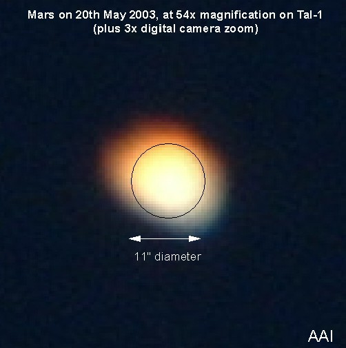 Mars at 79 million miles on 20 May 2003