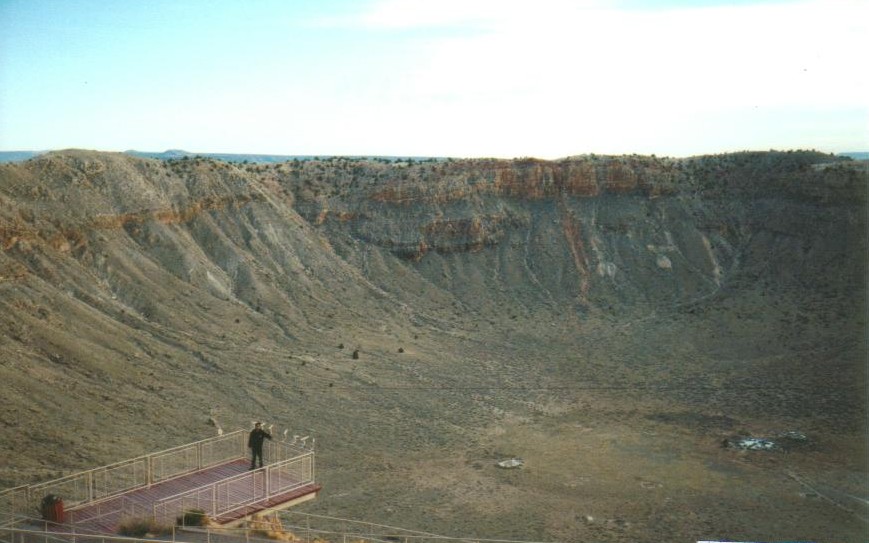 I'm inside the famous 1-km diameter meteorite crater at Winslow, Arizona. March 1994. [Image copyright: AAI]