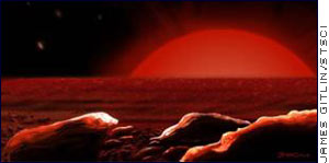 The Ruby Star seen from one of its orbiting planets