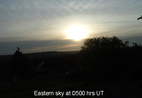 The cloudy eastern sky minutes before transit beginning