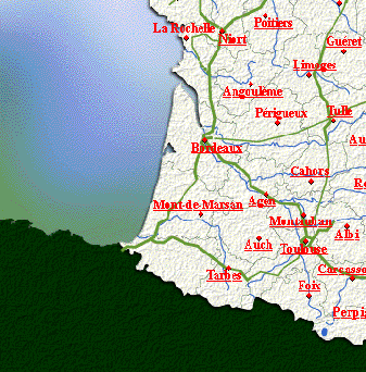Carte de l'Aquitaine