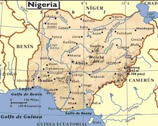 Mapa de Nigeria, Datos, Geografia, Historia, Arte, Literatura, Campeones de Liga de Futbol, Escudos y Equipaciones de los equipos