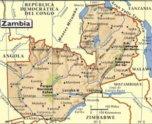 Mapa de Zambia, Datos, Geografia, Historia, Arte, Literatura, Campeones de Liga de Futbol, Escudos y Equipaciones de los equipos
