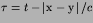 $\tau = t-\left\vert{\hbox{\boldmath$x$}}-{\hbox{\boldmath$y$}}\right\vert/c$