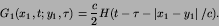 \begin{displaymath}
G_{1}(x_{1},t; y_{1},\tau) = {c\over 2}
H(t-\tau-\left\vert x_{1}-y_{1}\right\vert/c).
\end{displaymath}
