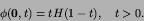 \begin{displaymath}
\phi({\hbox{\boldmath $0$}},t) = tH(1-t), \quad t>0.
\end{displaymath}