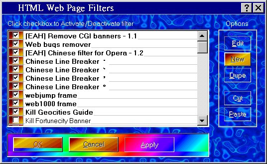 HTML Web Page Filter