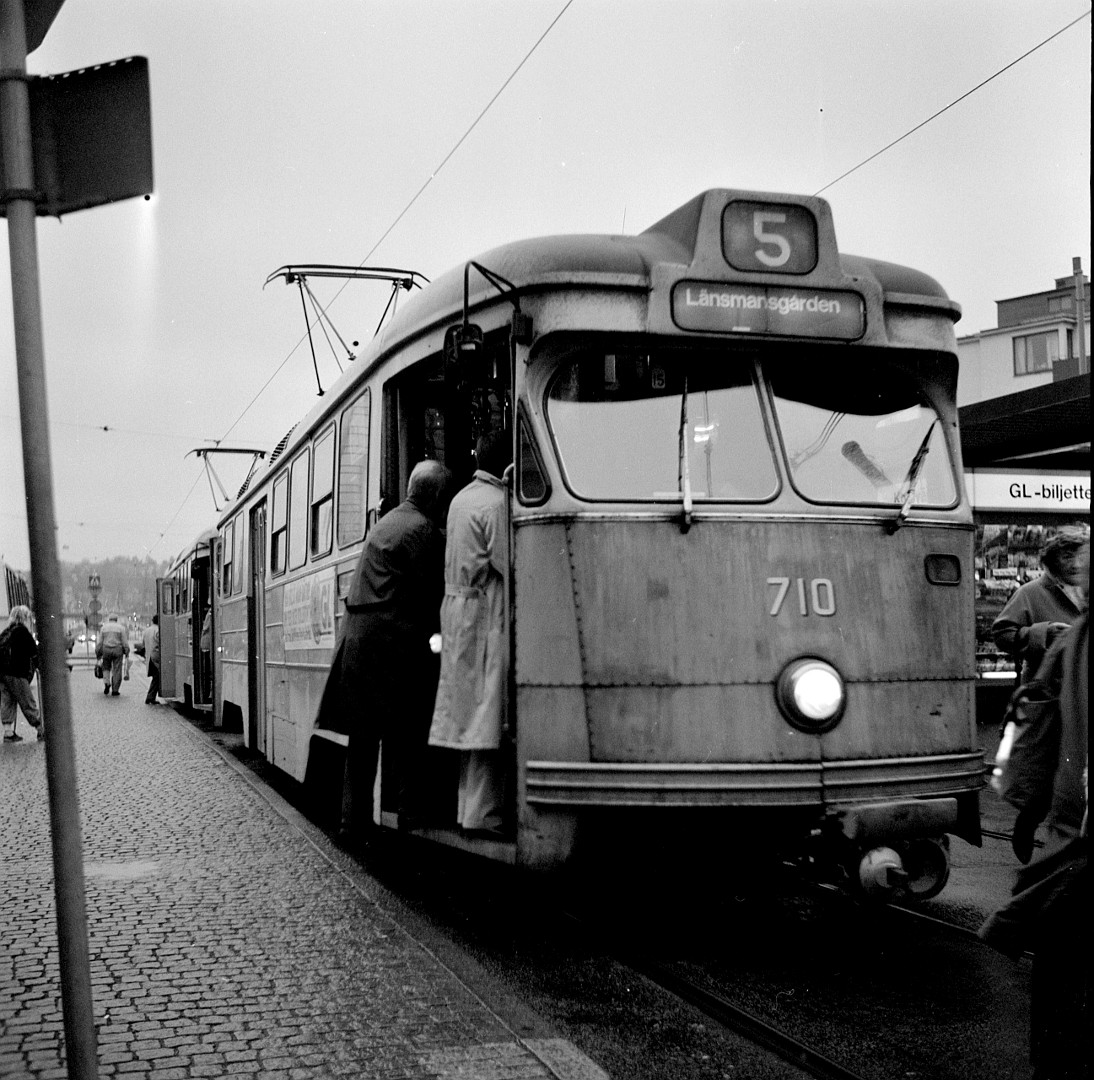 Spårvagnar i Göteborg oktober 1986. Foto: Erik Jonsson