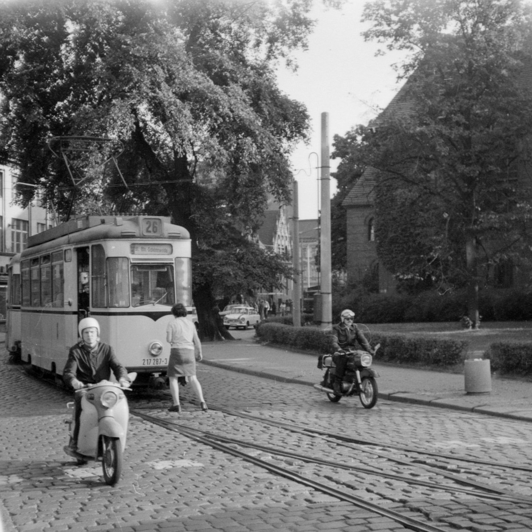 Spårvagn, MZ i Köpenick 1975. Foto: Erik Jonsson