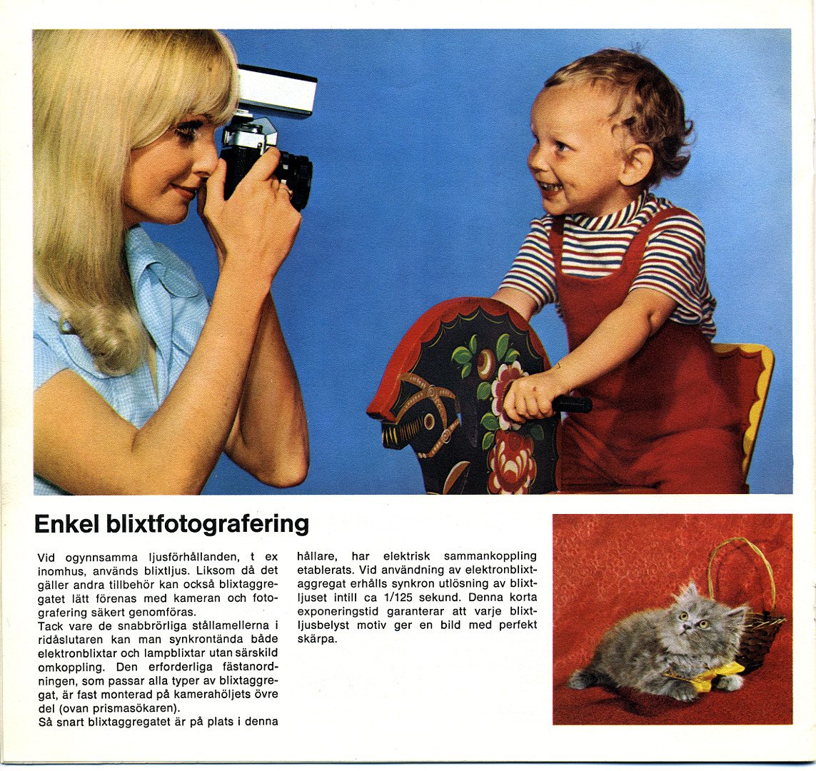 Reklambroschyr för Praktica LLC år 1973 / Schwedischsprachige Werbung für Praktica LLC