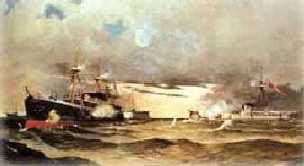 El Combate Naval de Punta Angamos por el pintor peruano Teófilo Castillo