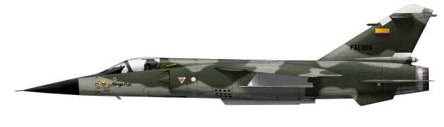 Mirage F.1JA FAE-806 con su esquema tctico mimtico apto para camuflarse en zona selvtica.