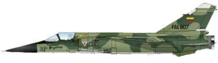 Avi�n supers�nico de Combate: Mirage F.1JA FAE-807 con su esquema t�ctico mim�tico apto para camuflarse en zona selv�tica