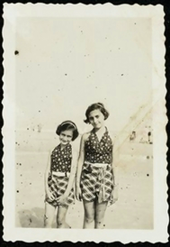 [Anne and Margot Frank at the beach, circa 1936]