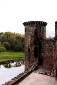 The dismantled south curtain wall and Murdoch Tower from the inner court.