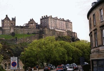 Edinburgh Castle's New Barracks from King's Stables Road.